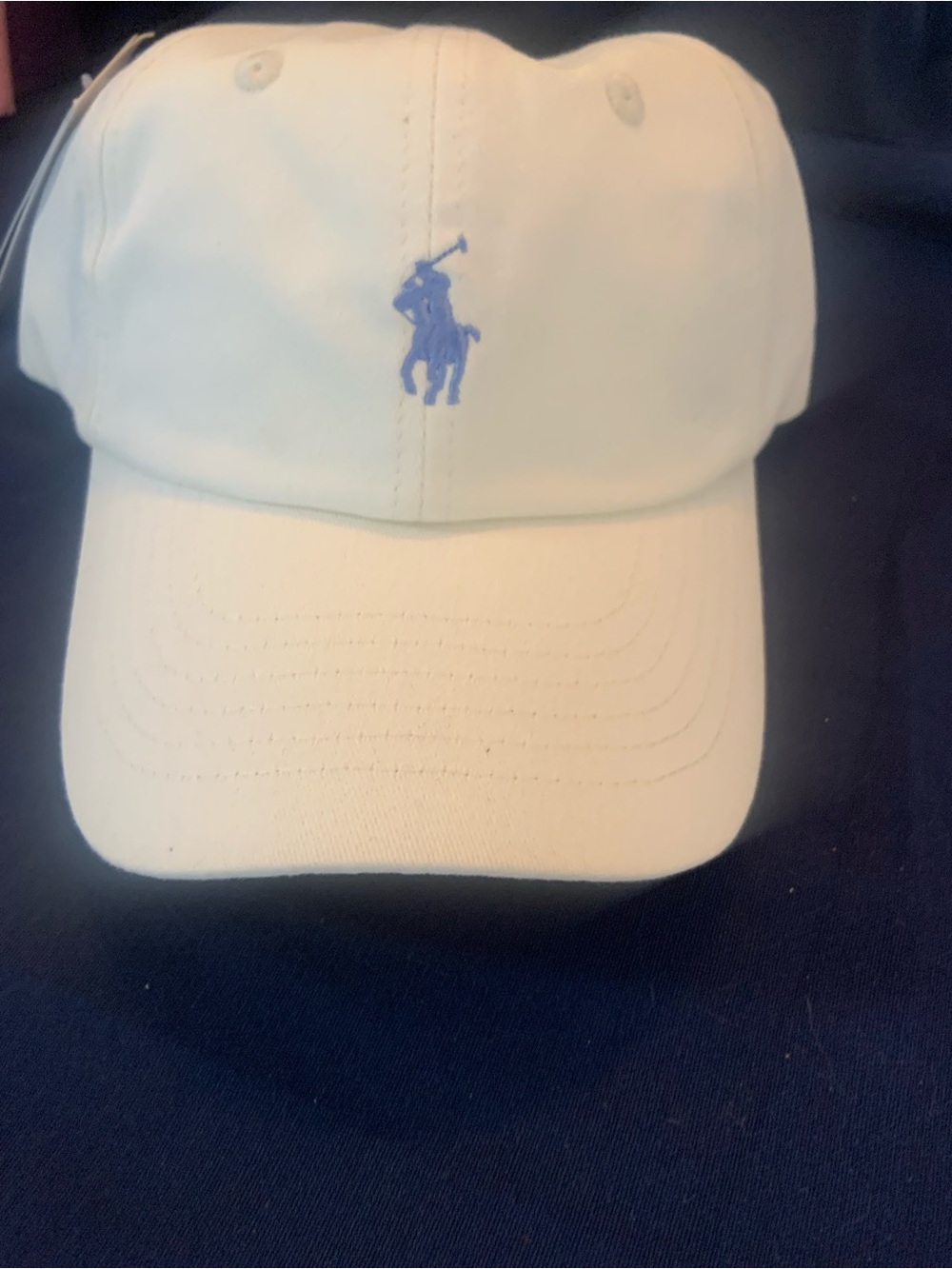 Ralph Lauren Cream Cap with Blue Polo Logo - Picture 8 of 13